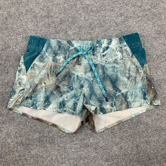 Under Armour Fusion Printed Shorts Womens L Large Blue Drawcord Lightweight - Picture 4 of 14